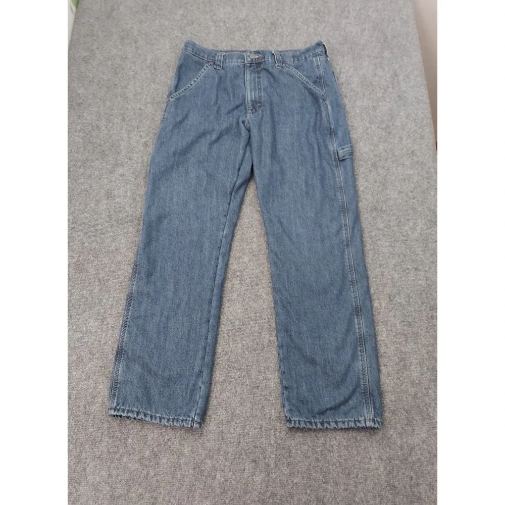 Wrangler Carpenter Jeans  Mens 34x30 Fleece Lined‎ Workwear Medium Wash